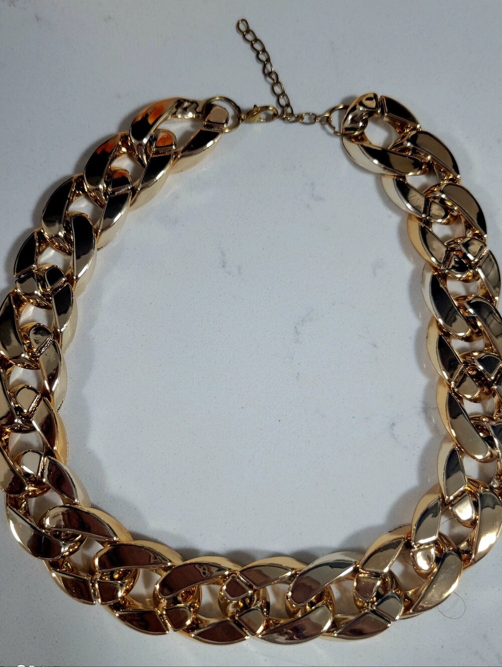 Polished Gold Chain Link Collar Necklace